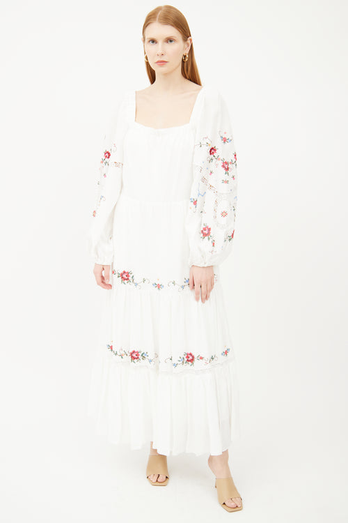 Kobi Halperin White Eyelet Maxi Dress