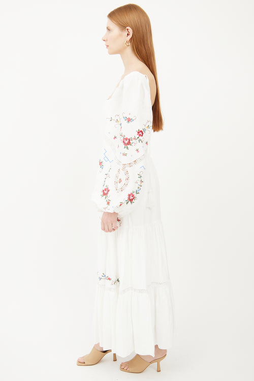 Kobi Halperin White Eyelet Maxi Dress