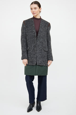 Kolor Grey 
Green Wool Panelled Coat