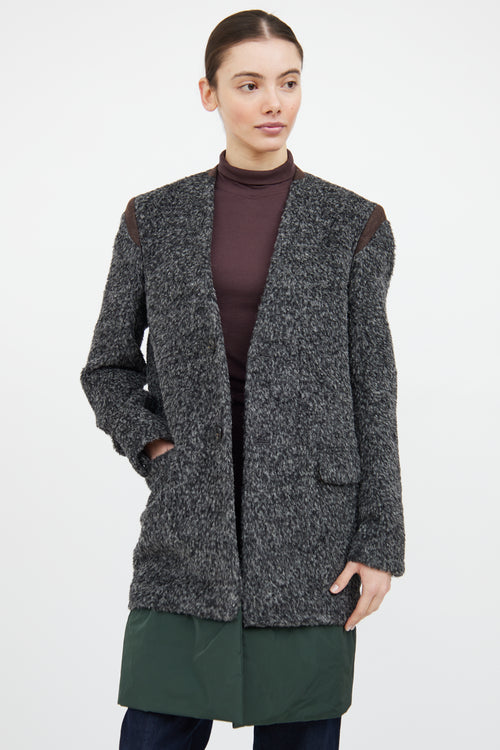 Kolor Grey 
Green Wool Panelled Coat