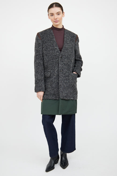 Kolor Grey 
Green Wool Panelled Coat