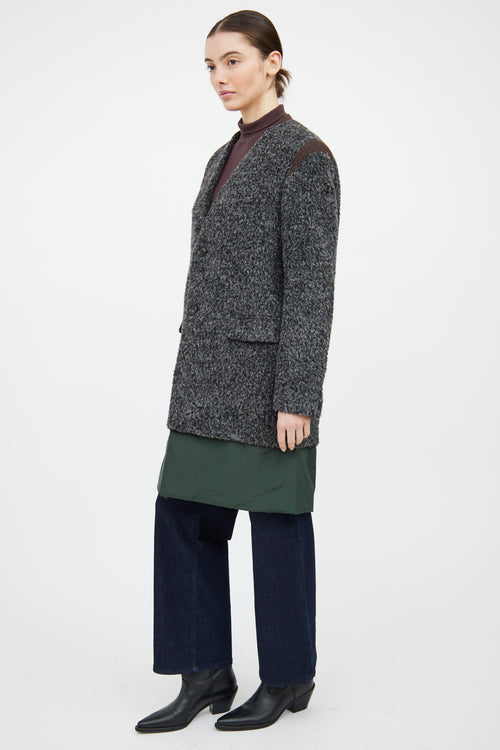 Kolor Grey 
Green Wool Panelled Coat