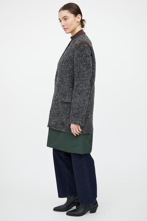 Kolor Grey 
Green Wool Panelled Coat