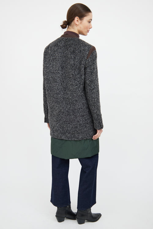 Kolor Grey 
Green Wool Panelled Coat