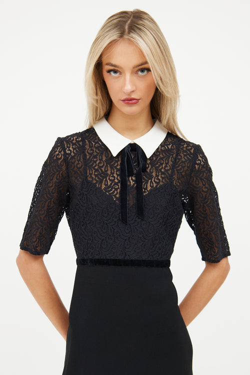 The Kooples Black 
White Lace Dress