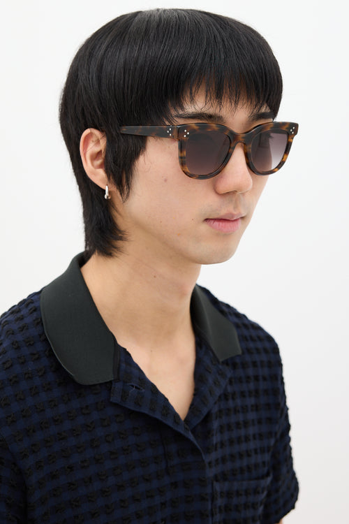 Krewe Brown 
Black Jena Rounded Square Sunglasses