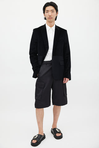 Kris Van Assche Black Corduroy Panelled Blazer