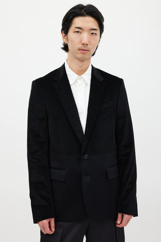 Kris Van Assche Black Corduroy Panelled Blazer