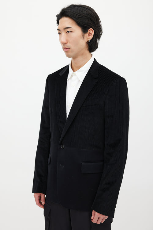 Kris Van Assche Black Corduroy Panelled Blazer