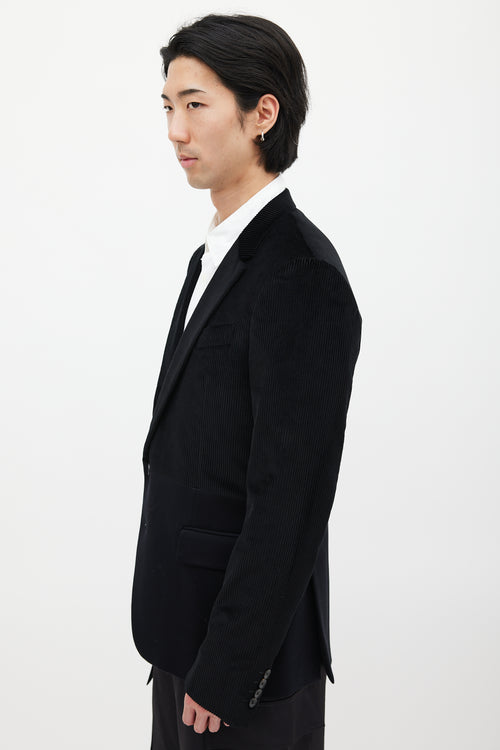 Kris Van Assche Black Corduroy Panelled Blazer