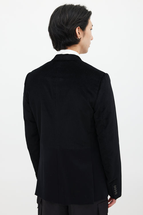 Kris Van Assche Black Corduroy Panelled Blazer