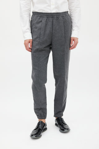 Kris Van Assche Grey Cotton 
Wool Pintuck Jogger