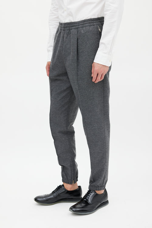 Kris Van Assche Grey Cotton 
Wool Pintuck Jogger