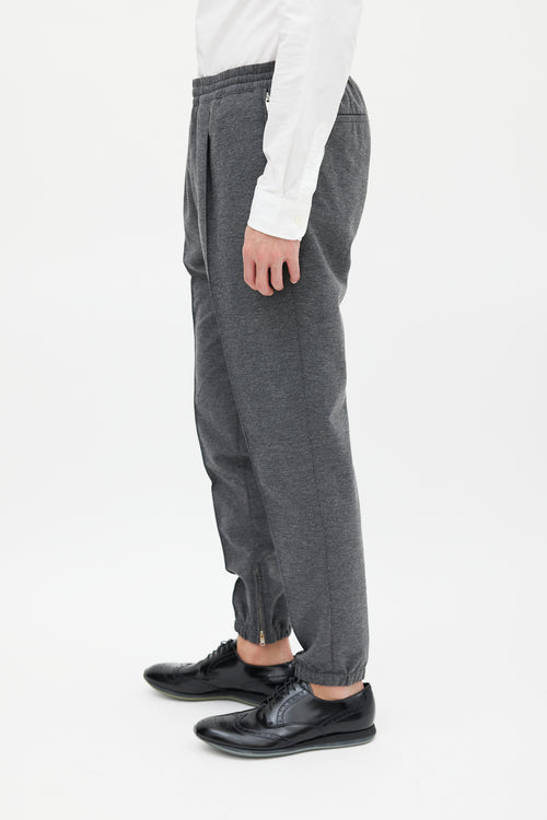 Kris Van Assche Grey Cotton 
Wool Pintuck Jogger