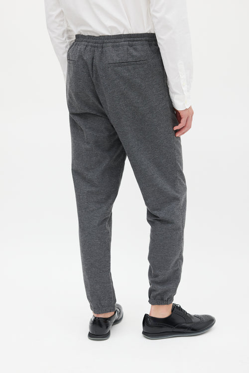 Kris Van Assche Grey Cotton 
Wool Pintuck Jogger