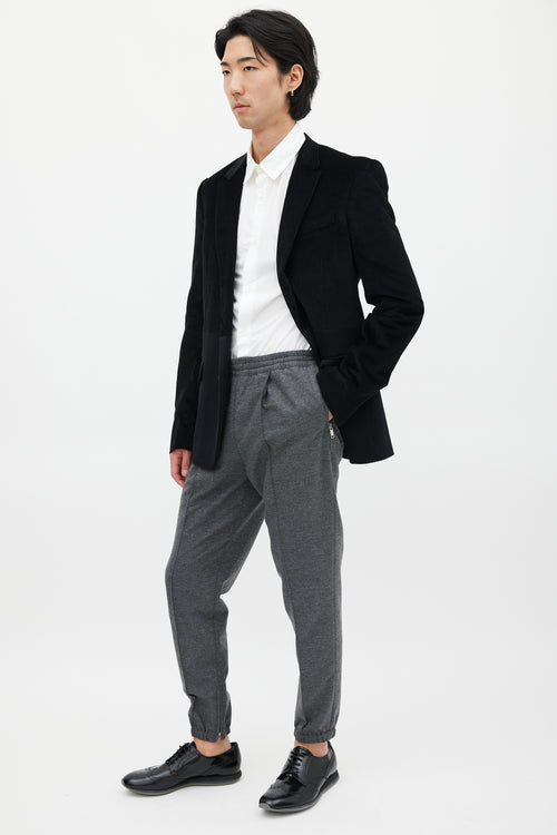 Kris Van Assche Grey Cotton 
Wool Pintuck Jogger