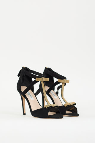 L.K Bennett Black Suede Caged Heel