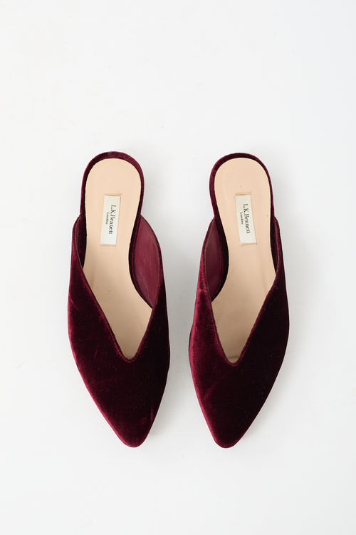 L.K Bennett Burgundy Velvet Catrina Mule