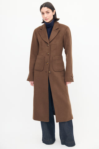 L
Academie Brown Wool Marianna Long Coat