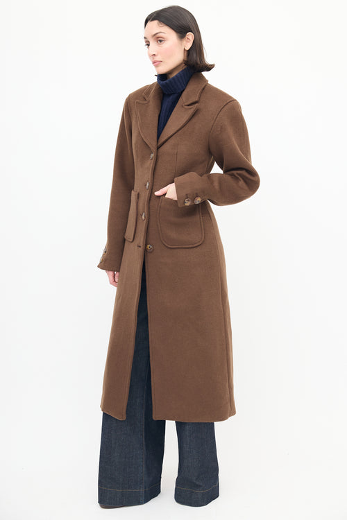 L
Academie Brown Wool Marianna Long Coat