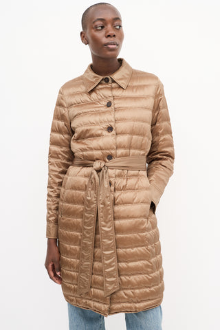 Lafayette 148 Brown Down Puffer Belted Coat