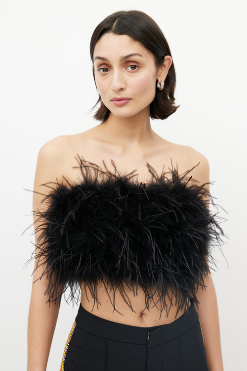 LAMARQUE Black Feather Tube Top