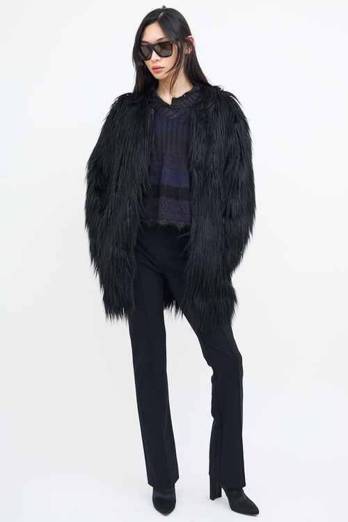 LAMARQUE Black Faux Fur Coat