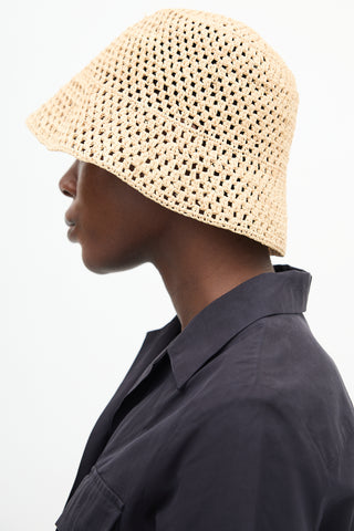 Loeffler Randall Beige Raffia Jocelyn Bucket Hat