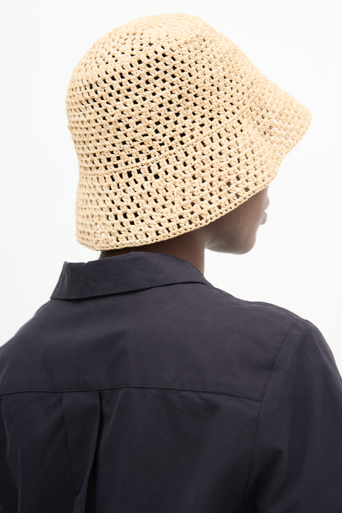 Loeffler Randall Beige Raffia Jocelyn Bucket Hat