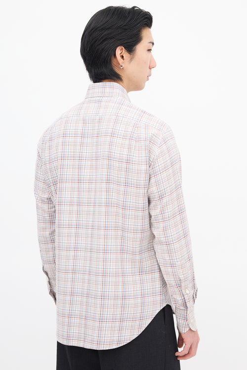 Loro Piana White 
Multi Check Shirt