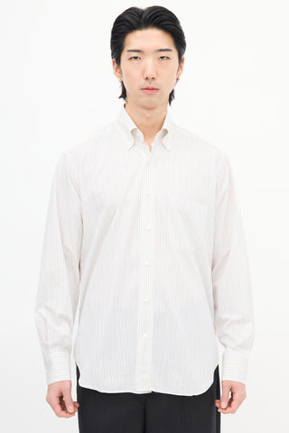 Loro Piana White 
Multi Pinstripe Shirt