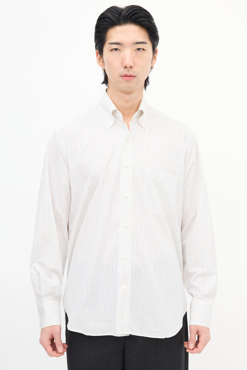 Loro Piana White 
Multi Pinstripe Shirt