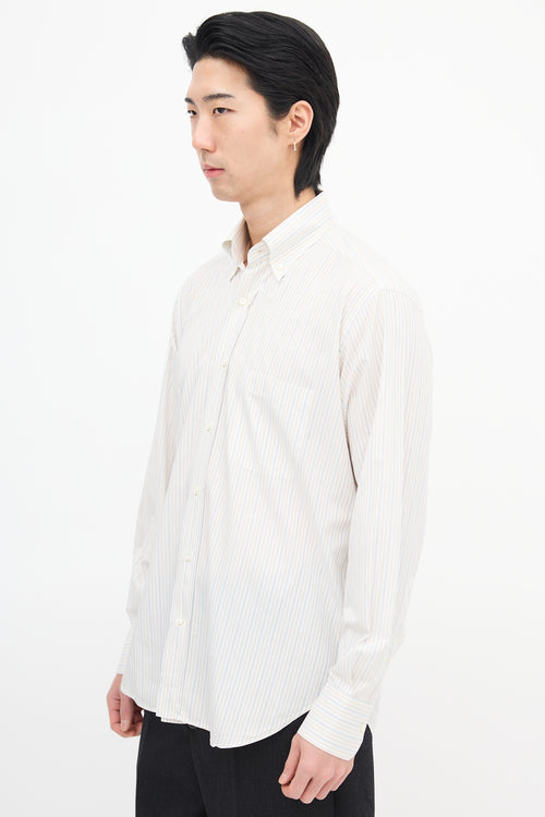 Loro Piana White 
Multi Pinstripe Shirt