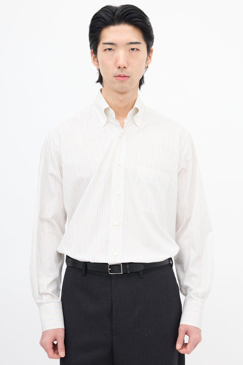 Loro Piana White 
Multi Pinstripe Shirt