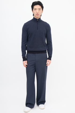 Loro Piana Navy Cashmere Roadster Pull Sweater