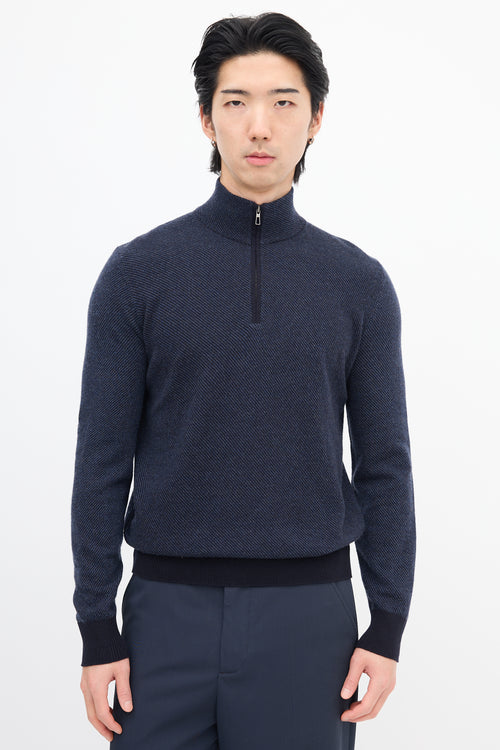 Loro Piana Navy Cashmere Roadster Pull Sweater