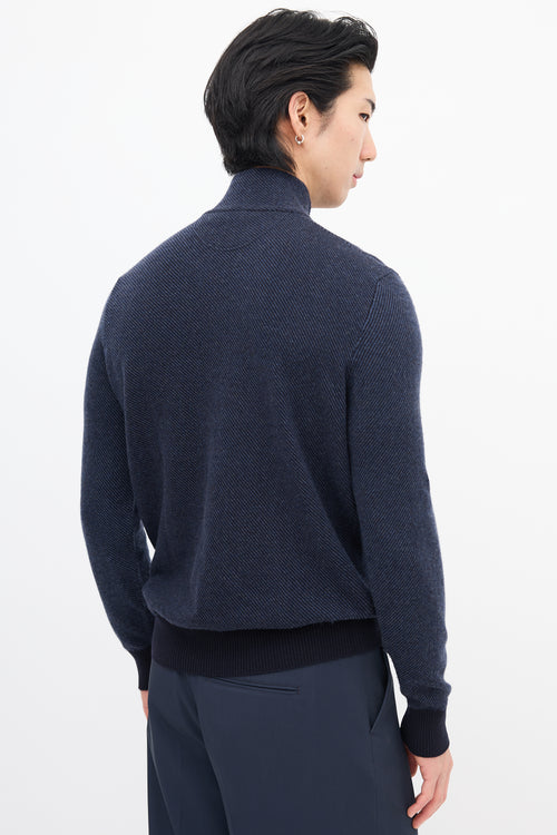 Loro Piana Navy Cashmere Roadster Pull Sweater