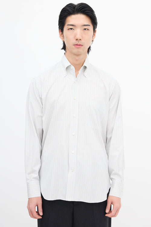 Loro Piana White 
Multi Check Shirt