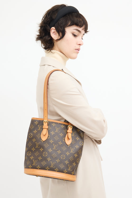 Louis Vuitton 1998 Brown Monogram Petit Bucket Bag