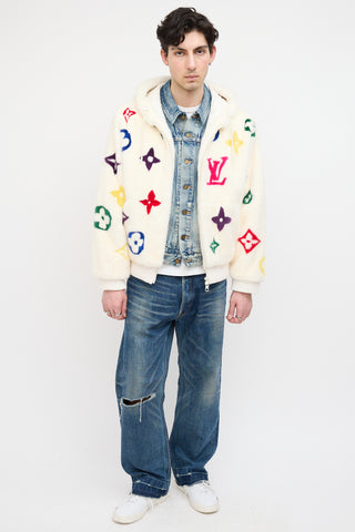 Louis Vuitton White 
Multi Monogram Fur Jacket