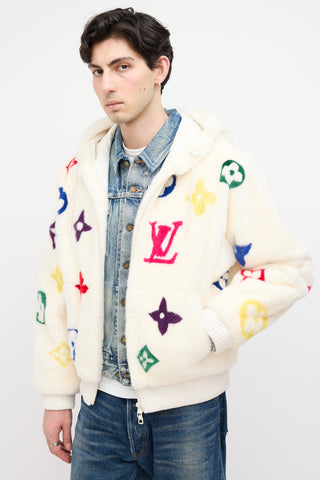 Louis Vuitton White 
Multi Monogram Fur Jacket