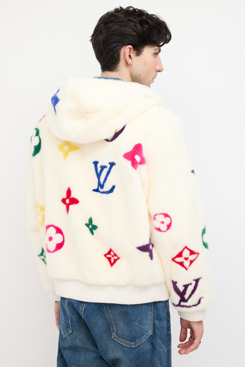 Louis Vuitton White 
Multi Monogram Fur Jacket