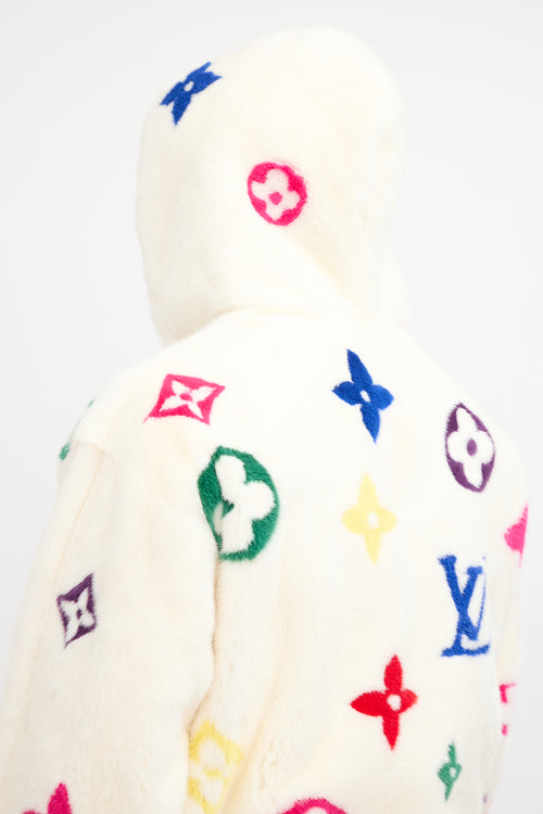 Louis Vuitton White 
Multi Monogram Fur Jacket