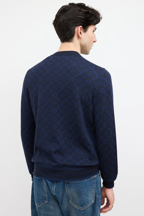 Louis Vuitton Navy Wool 
Cashmere Monogram Sweatshirt