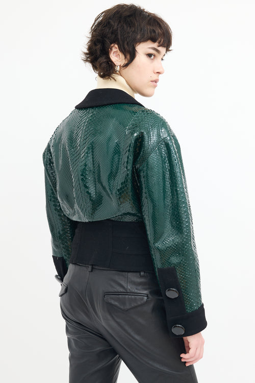 Louis Vuitton FW 2011 Green 
Black Textured Leather Jacket