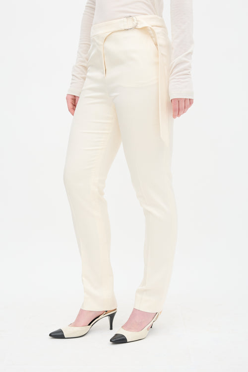 Louis Vuitton Cream Belted Skinny Trouser