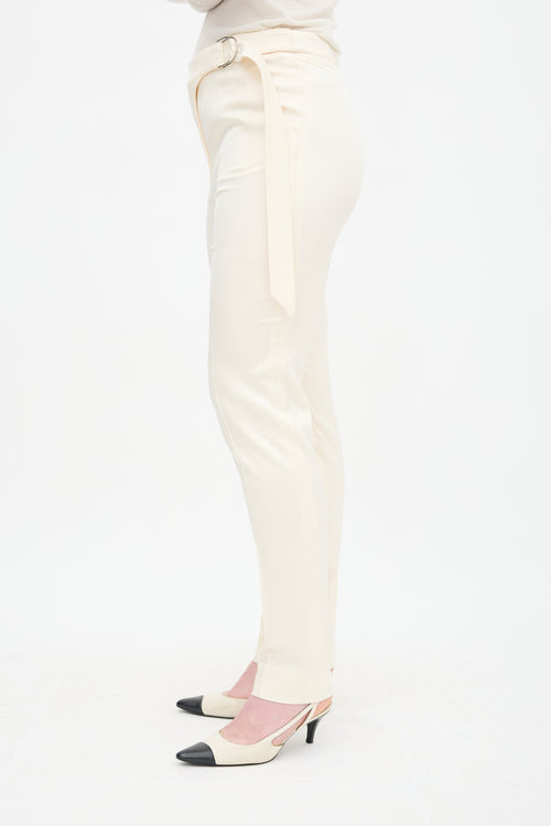 Louis Vuitton Cream Belted Skinny Trouser