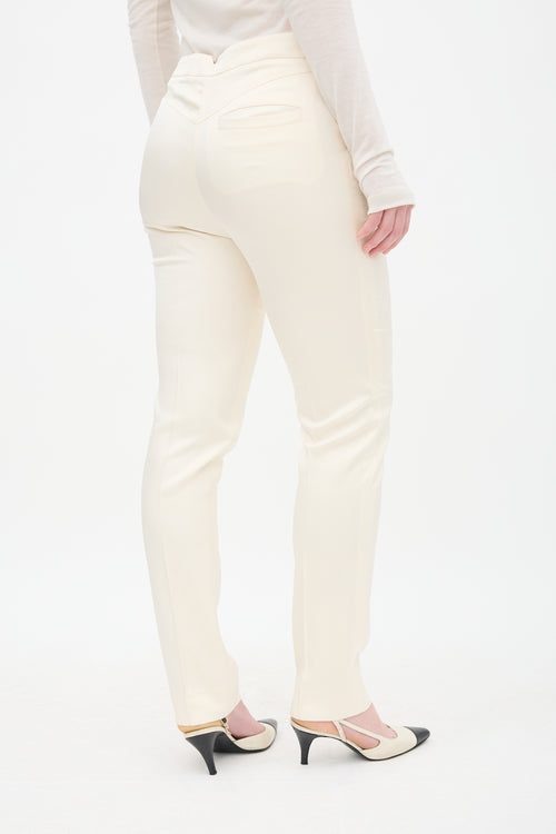 Louis Vuitton Cream Belted Skinny Trouser