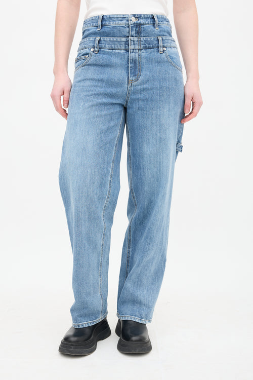 Tibi Light Wash Double Waist Jeans