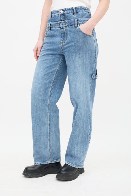 Tibi Light Wash Double Waist Jeans